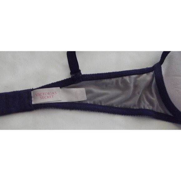 Victoria's Secret 34C Blue Lace Rhinestone Push Up Lace Bra padded crisscross - Picture 8 of 10